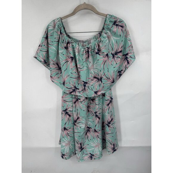 Buddy Love Tropical Off The Shoulder Mini Dress Women Small Blue Preppy Beach - Picture 1 of 5
